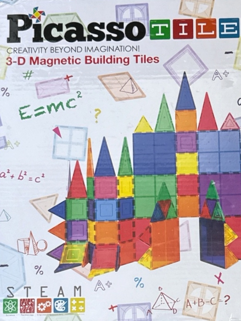 PicassoTiles 100 Piece Magnetic Building Tiles STEM 3D Construction Toy Size OS